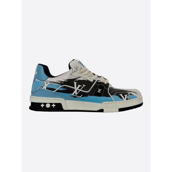 Louis Vuitton Black & Blue Logo Trainers - Picture 1 of 8